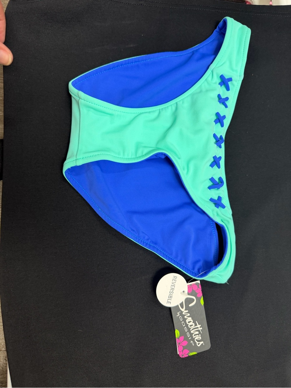Smoothies Reversible Women's Bikini Bottom in Mint & Royal Blue